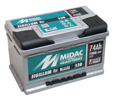 Аккумулятор 6СТ-74A MIDAC Sigillum 12V, 74Ah (-/+) низкий евро, Мидак Сигиллум, 12В, 74Ач, EN720А