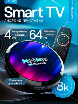 H96 Max Android ТВ приставка 4/64 ГБ |