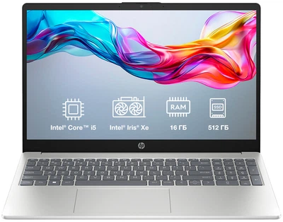 Ноутбук HP Laptop 15-fd0129ua&nbsp;(BF1J8EA) Natural Silver / 15.6" IPS / Intel Core i5-1334U / RAM 16 ГБ / SSD 512 ГБ / Подсветка клавиатуры