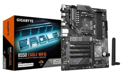 Мат.плата AM4 (B550) Gigabyte B550 EAGLE WIFI6, B550, 4xDDR4, Int.Video(CPU), 4xSATA3, 2xM.2, 1xPCI-E 4.0 x16, 4xPCI-E 3.0 x16, Realtek 7.1, Realtek GbE, WiFi 6, Bluetooth 5.3, 6xUSB 3.2 / 8xUSB 2.0, HDMI, ATX