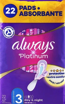 Гигиенические прокладки, размер 3, 22 шт - Always Platinum Protection +Extra Comfort Day&Night 22шт (1159393-1546872-2)