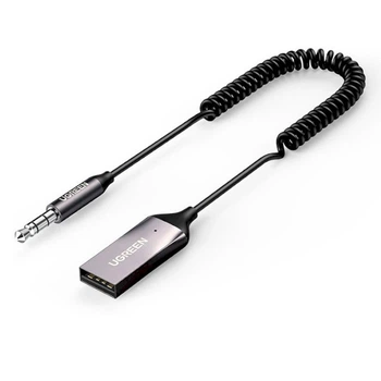 Bluetooth-адаптер Ugreen 70601 Bluetooth 5.0 автомобільний AUX з мікрофоном CM309 (Сірий)