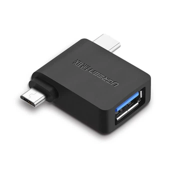2 в 1 OTG адаптер Ugreen Micro USB + USB-C до USB3.0 30453 (Чорний)
