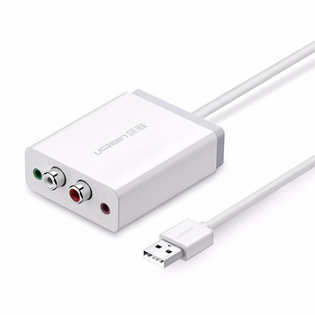 Зовнішня звукова карта RCA/3.5 mm Ugreen 30521 (Біла)