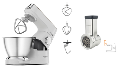 Кухонна машина Kenwood Titanium Chef Baker KVC65.001WH + Насадка тертка-ломтерізка Kenwood KAX643ME (комплект)