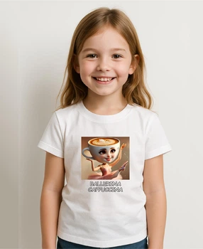 Футболка бавовняна RhinoPrint Ballerina Cappuccino Балерина Капучіно Біла 3-4 роки 98-104см