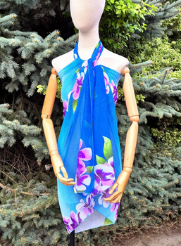 Легке парео Адріана квіти шифон One Size 150*100 см синій 125-29