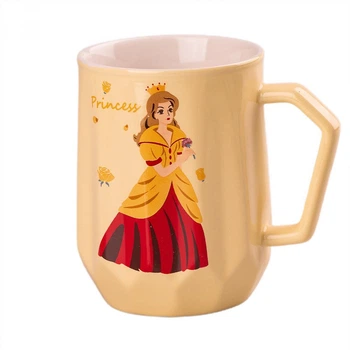 Керамическая чашка 450 мл для чая и кофе Happy Life Princess кружка принцесса Дисней на подарок Бежевый
