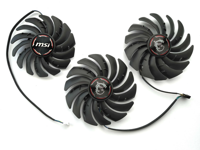 Вентилятор PowerLogic для видеокарты MSI RTX 2070 2080 Ti Gaming (orgnl) PLD09210B12HH PLD10010B12HH комплект 3шт (№381.9)