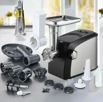 Мясорубка Rainberg RB 2270 BLACK шнековый с шинковкой 3800 Вт 7в1 с насадками