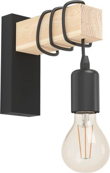 Настенный светильник Eglo Townshend Wall Lamp - Black and FSC-Certified Wood (9002759435141)