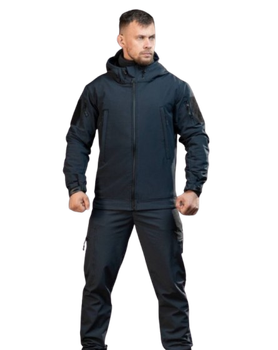 Військовий демісезонний костюм куртка штани та флісова кофта Softshell ДСНС ВТ4733 розмір M Синій (Kali)