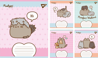 Набір зошитів учнівських YES Pusheen Weekend A5 12 аркушів у клітинку x 25 шт (4823092292056)