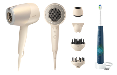 Фен Philips BHD829/00 SenseIQ серии 9000 + Электрическая зубная щетка Philips Sonicare HX3689/42 серии 4100 (комплект)