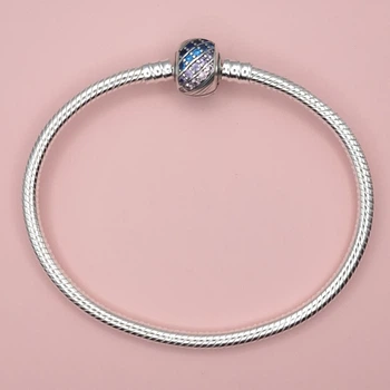 Браслет (основа) для шармов Pandora, Радужная мозаика, 18см