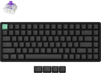 Клавіатура Keychron K2HE 81Key, Gateron Double-Rail Magnetic Nebula, WL/BT/USB-A, QMK, Hot-swap, RGB, чорний (K2H-J1-UA)
