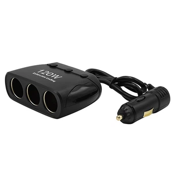 Разветвитель прикуривателя для авто на 3 гнезда Olesson 1519 |12V-24V| Black