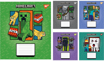 Набір зошитів учнівських YES Minecraft Arrows A5 12 аркушів у косу лінію x 25 шт (4823092291707)