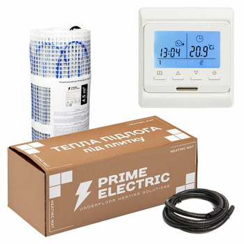 Тепла підлога Prime Electric PM-175 15 м² 2625 Вт нагрівальний мат з програмованим терморегулятором білим з двома датчиками (10175-0048)