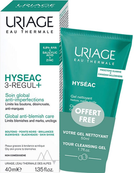 Zestaw do pielęgnacji twarzy Uriage Hyseac 3-Regul+ Krem do twarzy 40 ml + Żel oczyszczający 50 ml (ZES3661434009907)