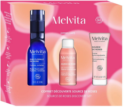 Zestaw do pielęgnacji twarzy Melvita Source de Roses Woda kosmetyczna 50 ml + Esencja do twarzy 30 ml + Krem do twarzy 15 ml (ZES3284410053314)