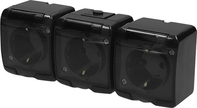 Розетка потрійна IP54 з з/к ETI RHE-3sd-BL Коричнева з прозорою кришкою 4668092 (зовнішня)