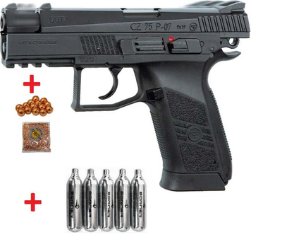 Пистолет пневматический ASG CZ 75 P-07 Duty Blowback. CO2. BB Cal. 4.5 мм + 500 шариков BB + 5 балончиков