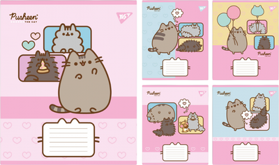 Набір зошитів учнівських YES Pusheen Funny A5 18 аркушів у клітинку x 25 шт (4823092292032)