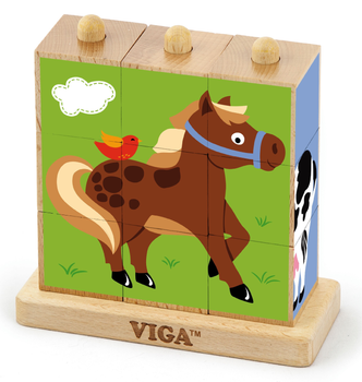 Kostki - puzzle drzewniane Viga Farma 50833 (6934510508333)