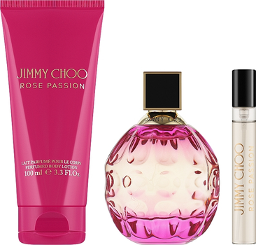 Zestaw damski Jimmy Choo Rose Passion Woda perfumowana 100 ml + Woda perfumowana 7.5 ml + Balsam do ciała 100 ml (3386460146234)