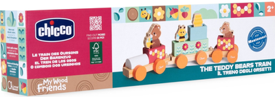 Іграшка Chicco My Wood Friends Дерев'яний потяг з вагончиками та фігурками (8058664177813)