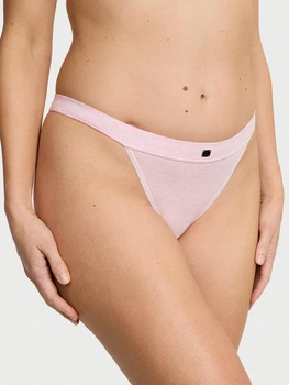 Женские трусики Victoria's Secret (329425442829) Cotton Logo Tanga L розовые