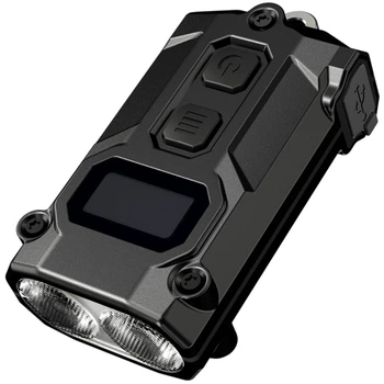 Наключний ліхтар із LED-дисплеєм Nitecore TINI 3 (USB-C, 600Лм, 90м, 330мАг, 3000, 4500, 6500К), чорний