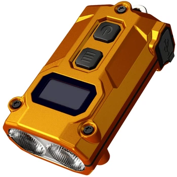 Наключний ліхтар із LED-дисплеєм Nitecore TINI 3 (USB-C, 600Лм, 90м, 330мАг, 3000, 4500, 6500К), помаранчевий