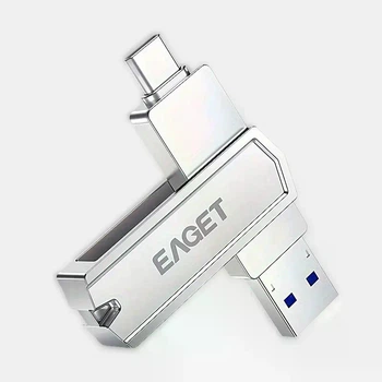 Флеш накопитель Eaget 2в1 OTG TYPE-C 3.2 / TYPE-A 3.2, 512GB, скорость записи до 120мб/с, металическая