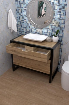 Тумба в ванную под накладной умывальник Лакона в стиле лофт EcoLoft DSP-1206 Дуб Аппалачі