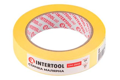 Лента малярная Intertool желтая 25 мм 40 м для покраски и защиты поверхностей малярная лента (D-IT_22-C)