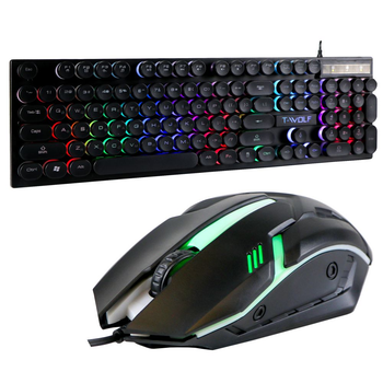 Комплект клавиатура и USB мышка TWolf TF270 с RGB LED подсветкой/ чувствительность 1000 DPI/Anti-ghosting Black