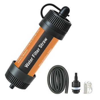 Портативний фільтр для води туристичний похідний Water Filter Straw на 8000 л Помаранчевий