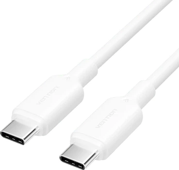 Kabel Vention USB 2.0 Type-C Male to Type-C Male 3A Cable PVC Type 2 m White (6922794783355)