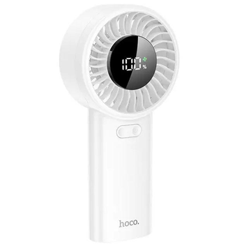 Вентилятор портативний настільний ручний Hoco HX62 з LED-дисплеєм 6000 mAh з вбудованим акумулятором, 5-17 год роботи, 5 швидкостей White