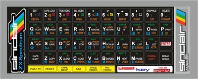 Нестираемая виниловая наклейка на клавиатуру ZX Spectrum (Спектрум) , Sinclair, ZX 48k - матовая черная основа, ENG / UA раскладка 46 кл. размер11х11мм.