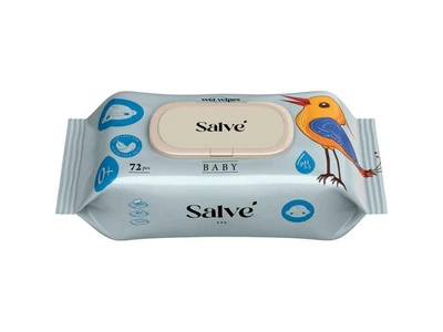 Вологі серветки SALVE 72шт дитячі Salve сині (клапан)