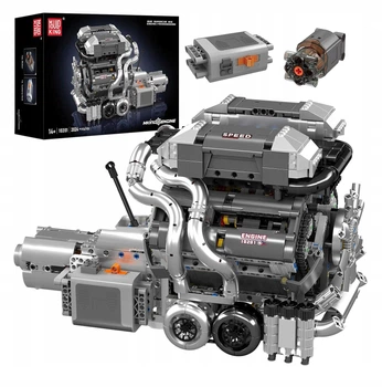 Конструктор двигатель Bugatti W16 Engine Mould King моторизованный детский, 2024 деталей (10201)