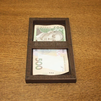 Чек-бук счетница прямоугольная ДЯКУЄМО (лхдф) для чеков 18,5х10 см «NS» (N91513) венге