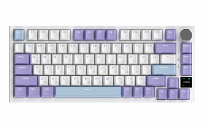 Бездротова механічна клавіатура Ajazz AK820 Pro Flying Fish Switch Purple RGB With Screen