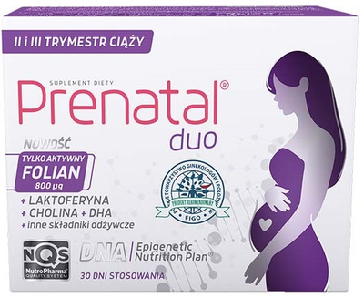 Suplement diety NutroPharma Prenatal Duo dla kobiet w ciąży (od 13. tygodnia) i karmiących piersią 60+30 kapsułek (5907513003076)