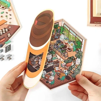 Комната из 3D наклеек DIY StickerBook стикербук Кафе "LZH015-353" разноцветные