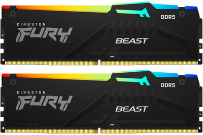 Оперативная память Kingston Fury DDR5-5600 65536MB PC5-44800 (Kit of 2x32768) Beast RGB Black (KF556C40BB2AK2-64)