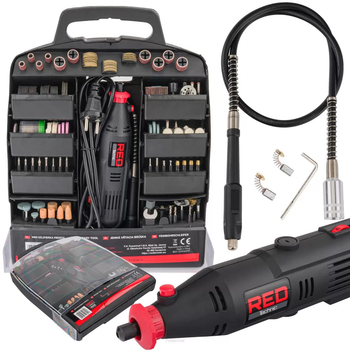 Прямая шлифовальная машина Гравер RED TECHNIC RTSPT0047 350 Вт с набором насадок 300 шт